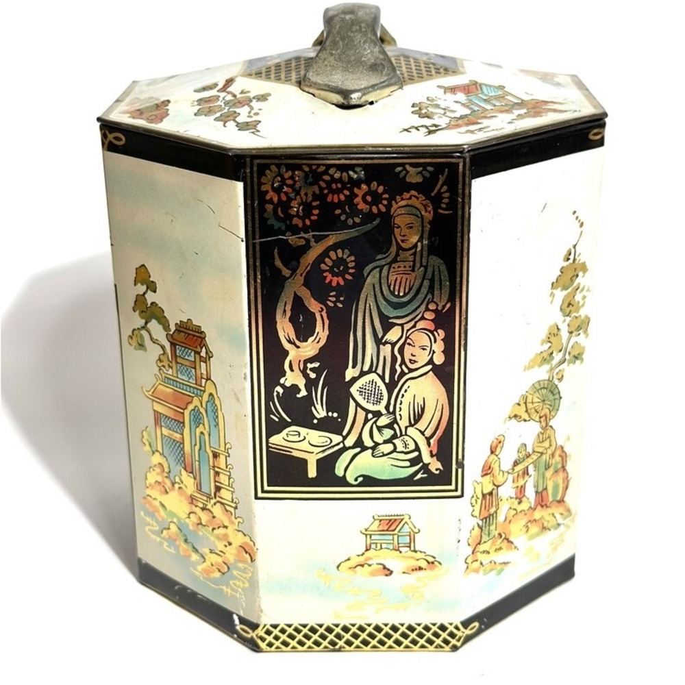 Vintage Tin, Peak Frean, Geisha, Japanese, Mid Century Modern